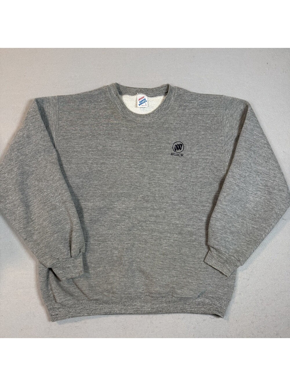 Vintage Jerzees Super Sweats Sweatshirt Gray XL 46 Made In USA Embroidered Buick